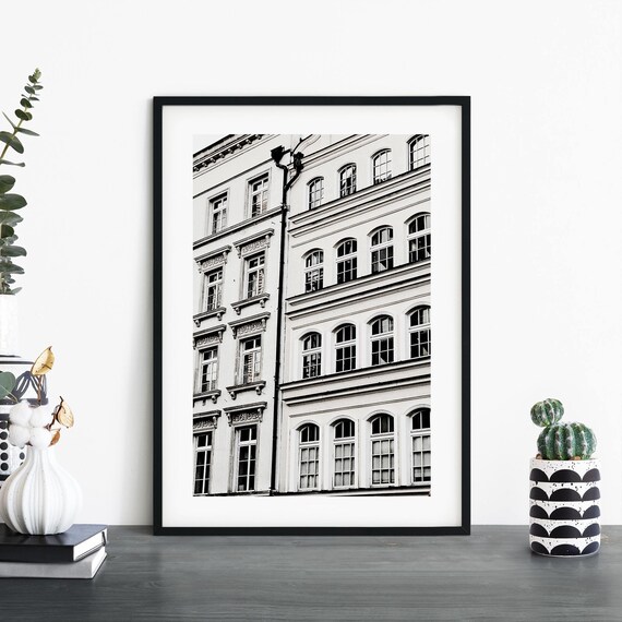 Historic Apartment Facades Black And White Architecture Poster