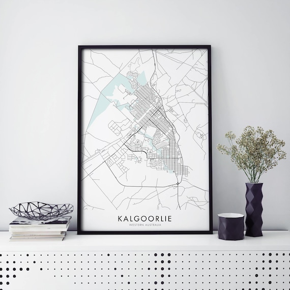 Kalgoorlie Western Australia City Street Map Art Poster with Mint