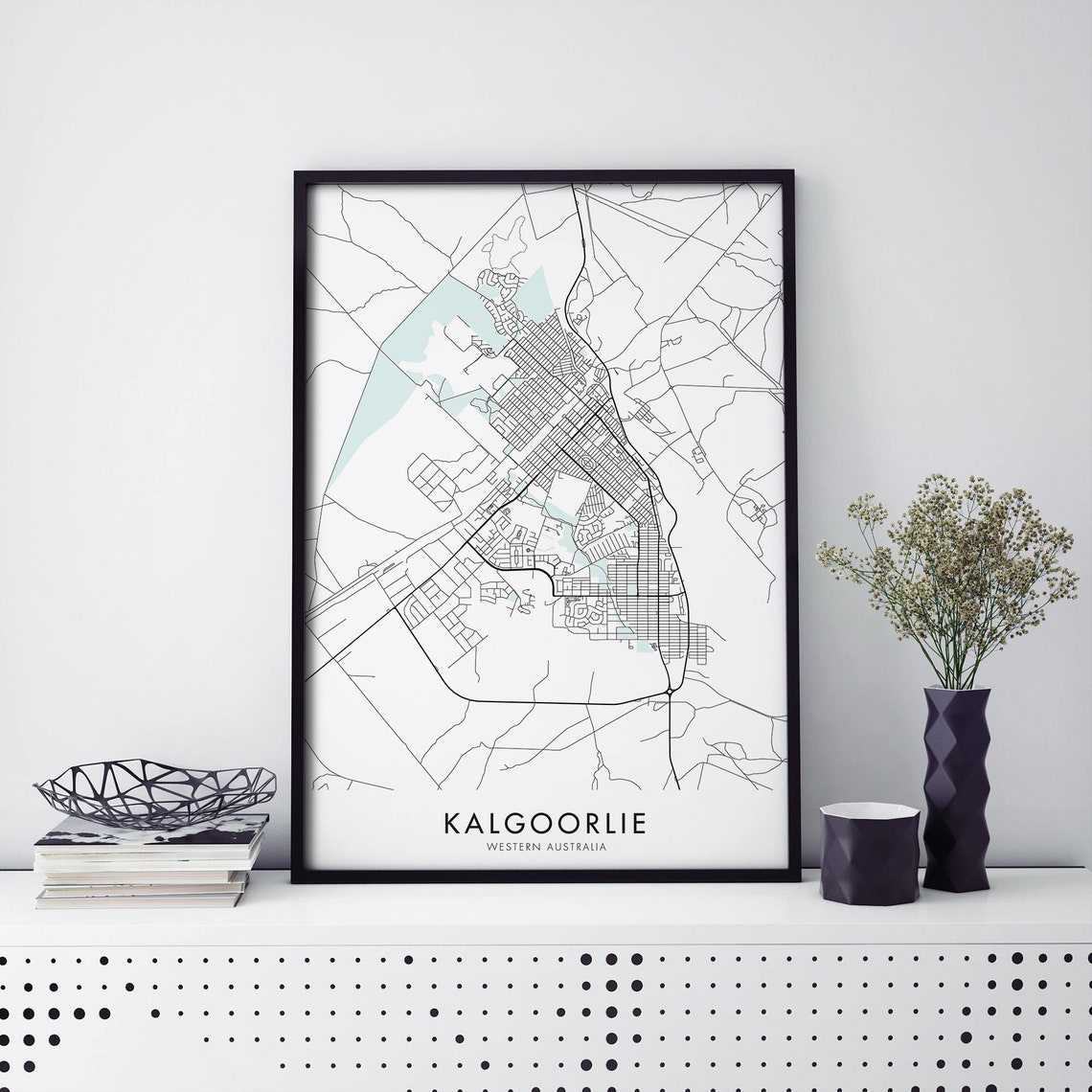 Kalgoorlie Western Australia City Street Map Art Poster with Mint