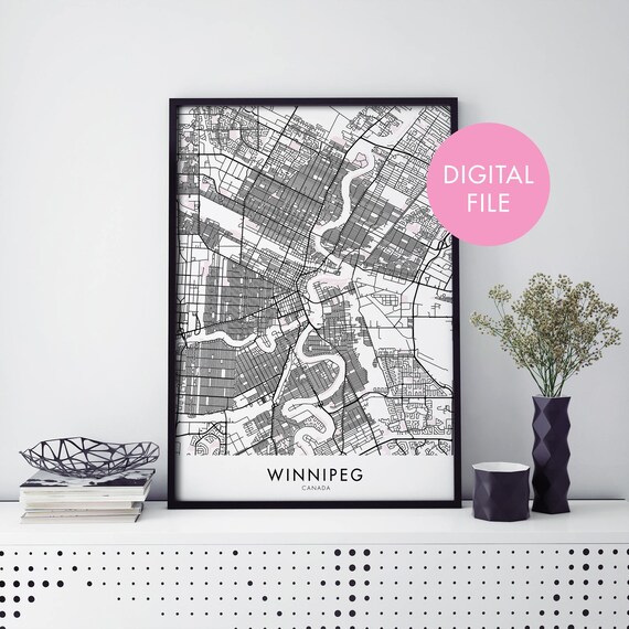 Winnipeg Canada Street Map Bold Black And White City Line Art Poster