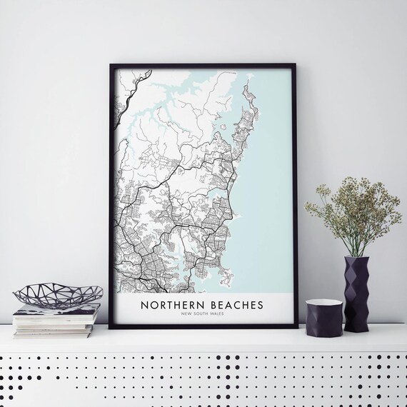Northern Beaches New South Wales Sydney Coastal Map Art Poster