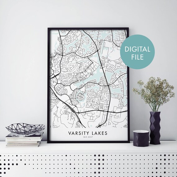 Varsity Lakes Queensland Street Map Minimalist City Art Poster