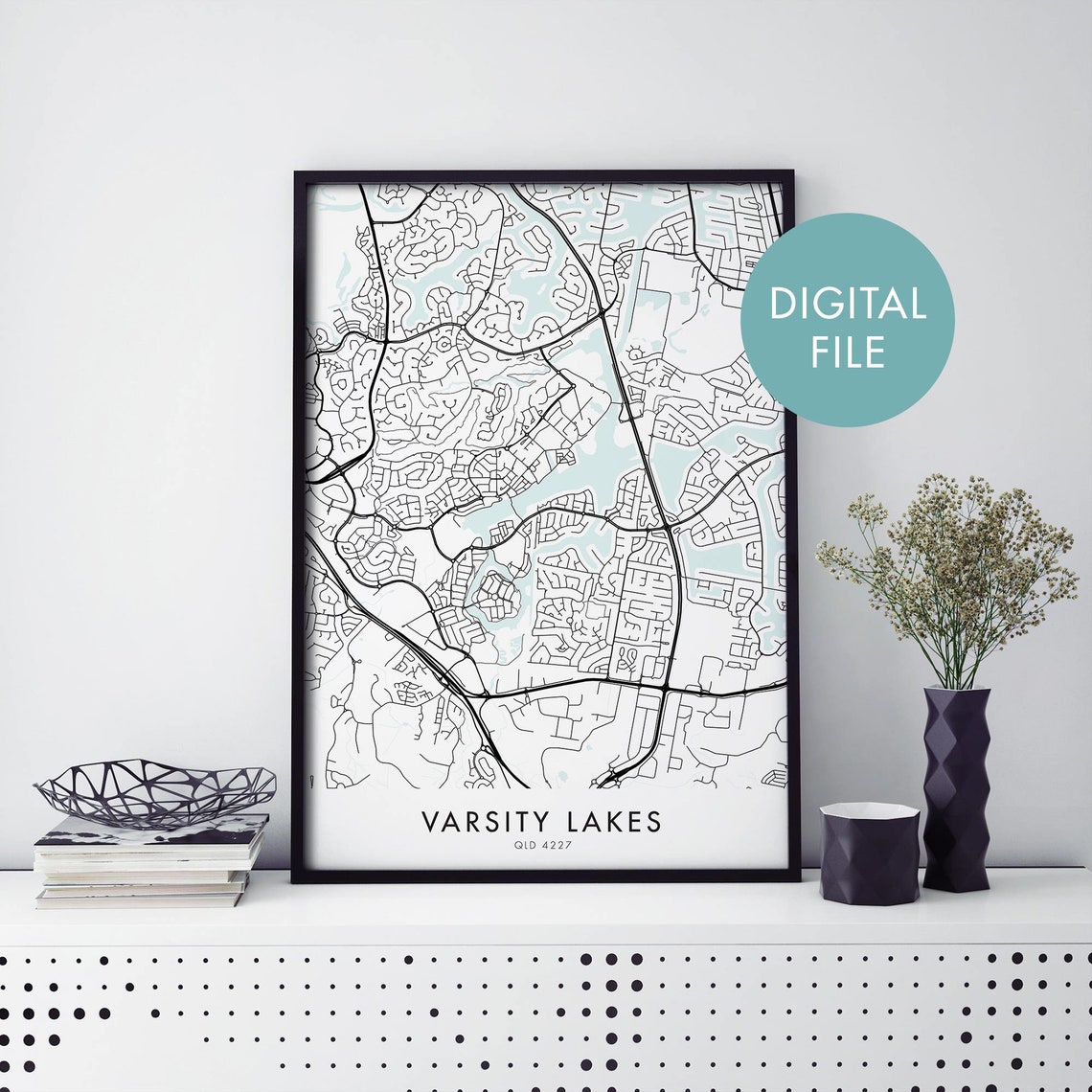 Varsity Lakes Queensland Street Map Minimalist City Art Poster