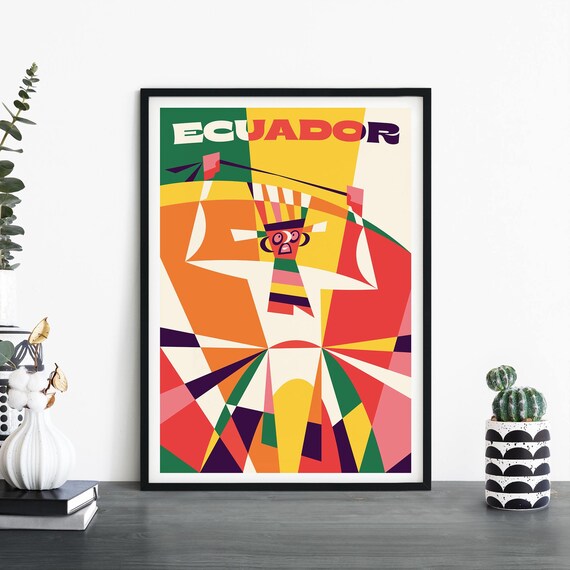 Ecuador Illustrative Travel Print Wall Art 4x6 5x7 A4 A3 A2 A1