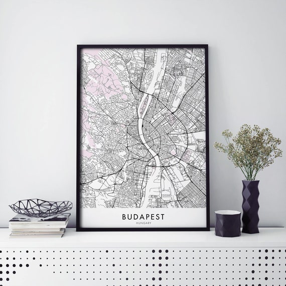 Budapest Hungary City Map Art Print