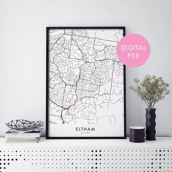 Eltham Victoria Australia Minimalist Street Map Home Gift Poster