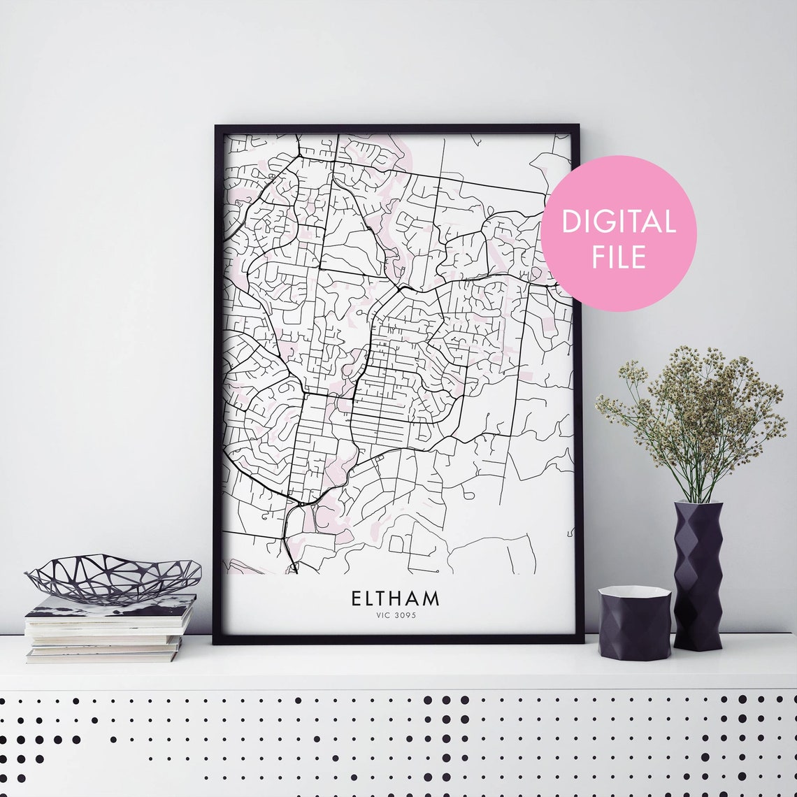 Eltham Victoria Australia Minimalist Street Map Home Gift Poster