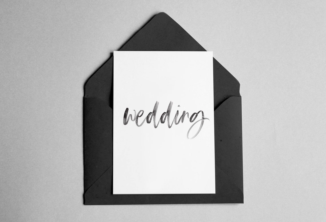 Minimalist Wedding Script Font Watercolor Calligraphy Card Print