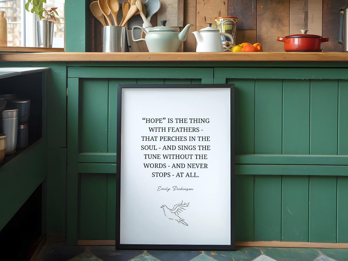 Emily Dickinson Hope Is The Thing With Feathers Poem Dove Quote Poster - Image 2