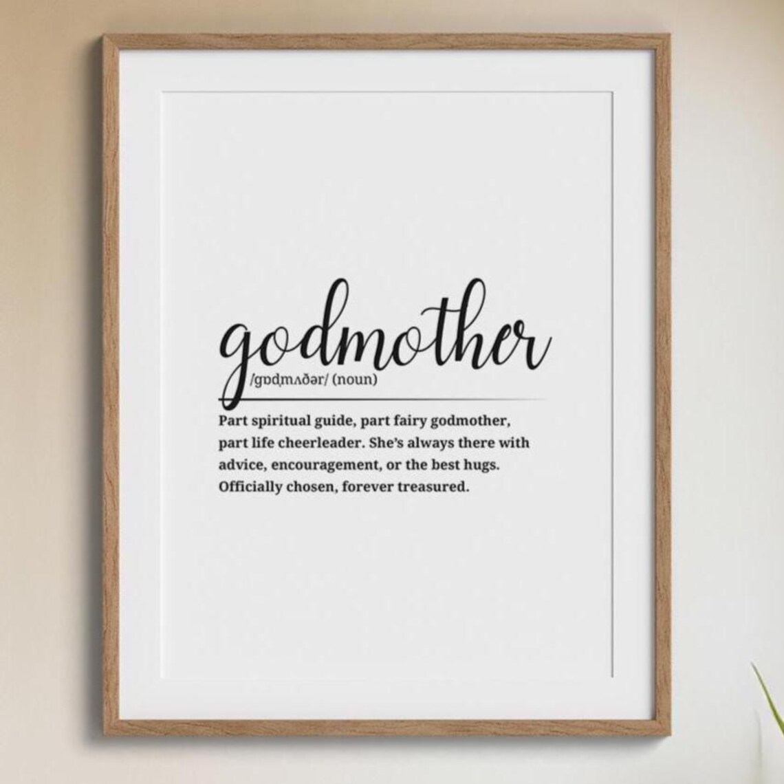 Godmother Definition Quote Officially Chosen Treasured Gift Wall Art