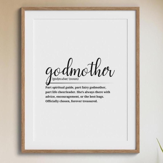 Godmother Definition Quote Officially Chosen Treasured Gift Wall Art