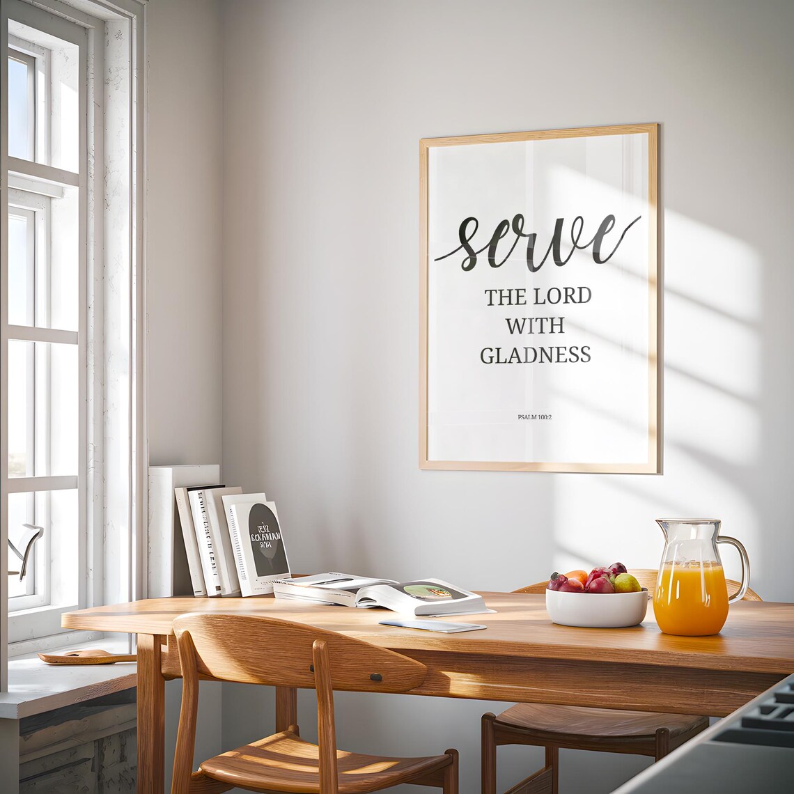 Psalm 1002 Wall Art Serve The Lord With Gladness Decor Bible Verse Print Christian - Image 4