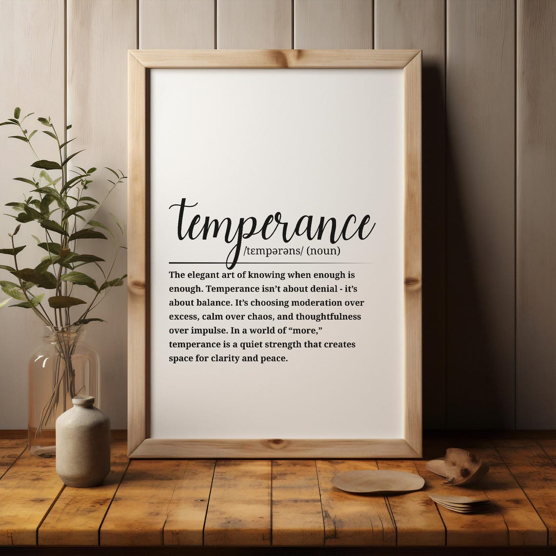 Temperance Definition Script Typography Balance Word Art Quote Poster - Image 3