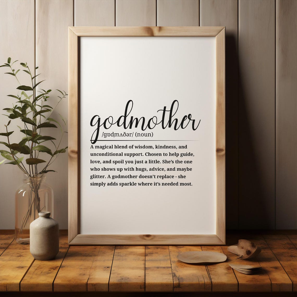 Godmother Dictionary Definition Heartfelt Fairytale Gift Wall Art - Image 3