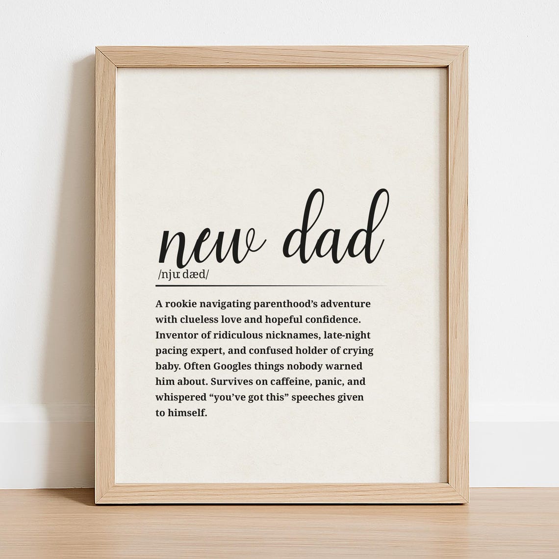New Dad Definition Poster Funny Wall Art Decor Firsttime Father Gift