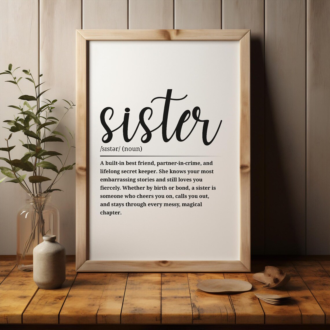 Sister Dictionary Definition Heartfelt Best Friend Gift Family Wall Art - Image 3