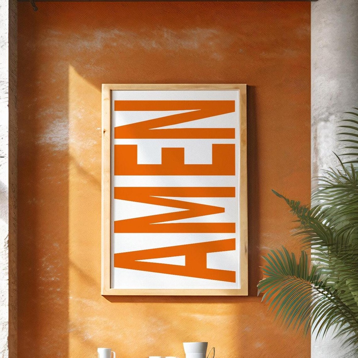 Amen Bold Orange Typography Modern Christian Faith Art Poster - Image 6