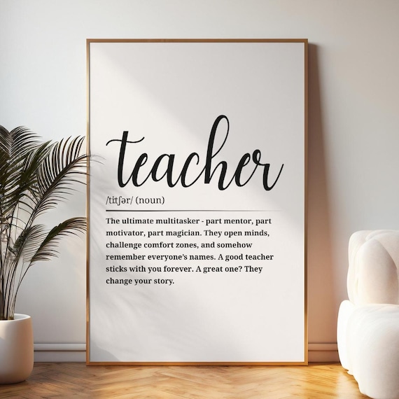 Teacher Definition Dictionary Style Thank You Gift Appreciation Poster