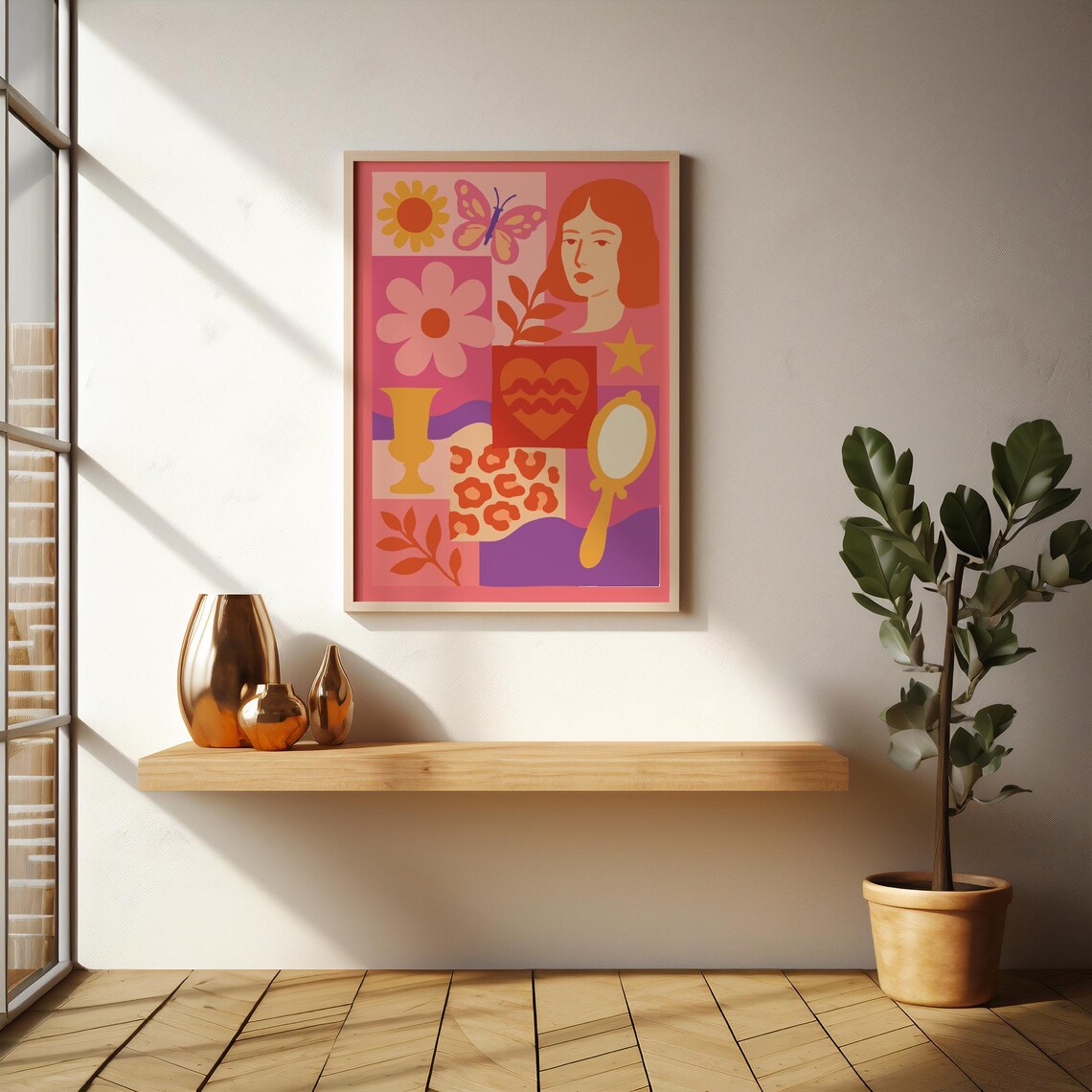Boho Woman Abstract Face Collage Colorful Feminine Modern Decor Poster - Image 5