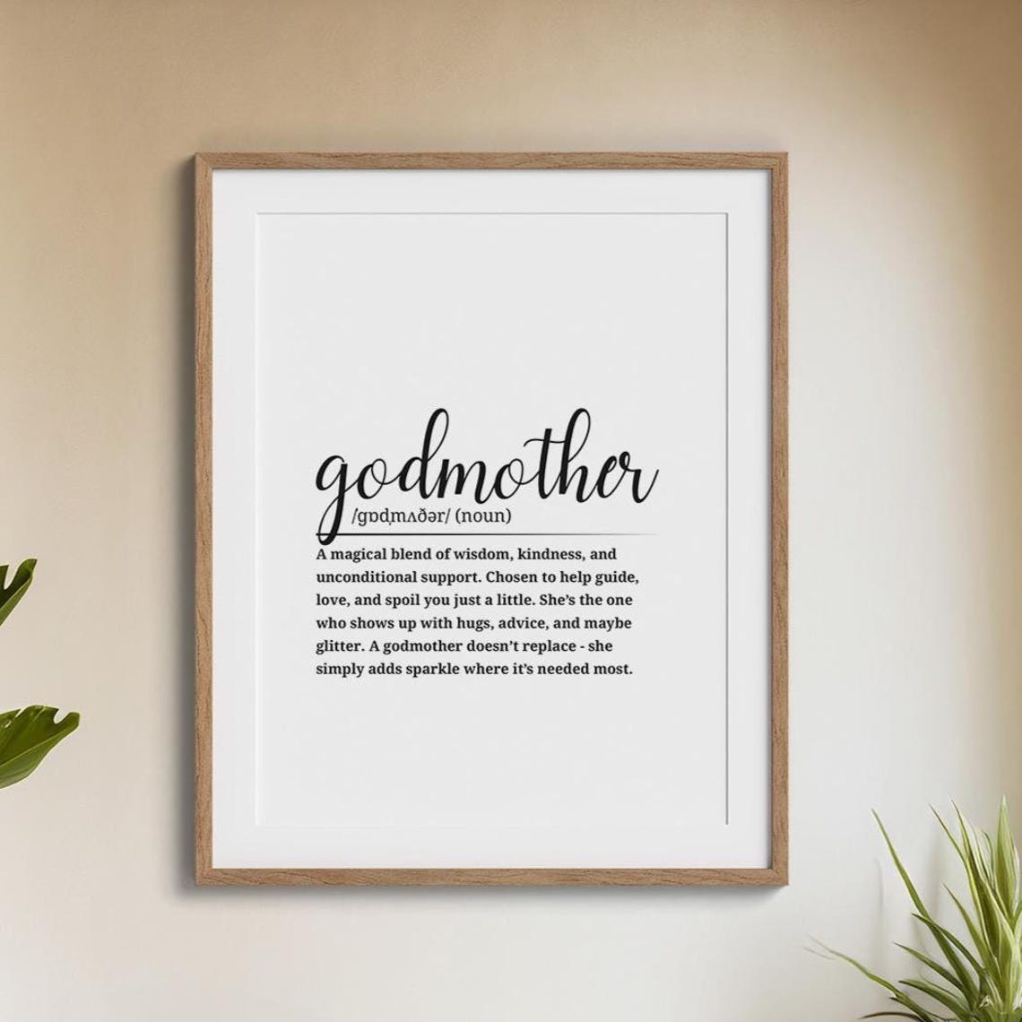 Godmother Dictionary Definition Heartfelt Fairytale Gift Wall Art