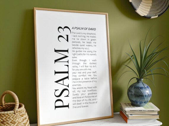 Psalm 23 Wall Art The Lord Is My Shepherd Decor Modern Christian Print Bible Verse