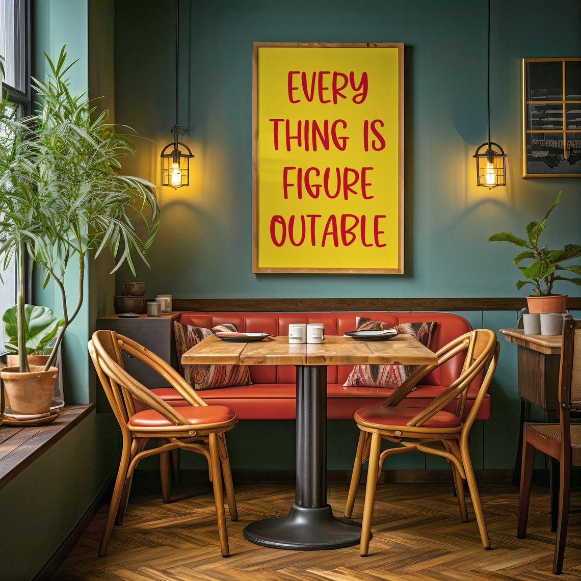 Everything Is Figureoutable Red On Yellow Cheerful Quote Poster - Image 4