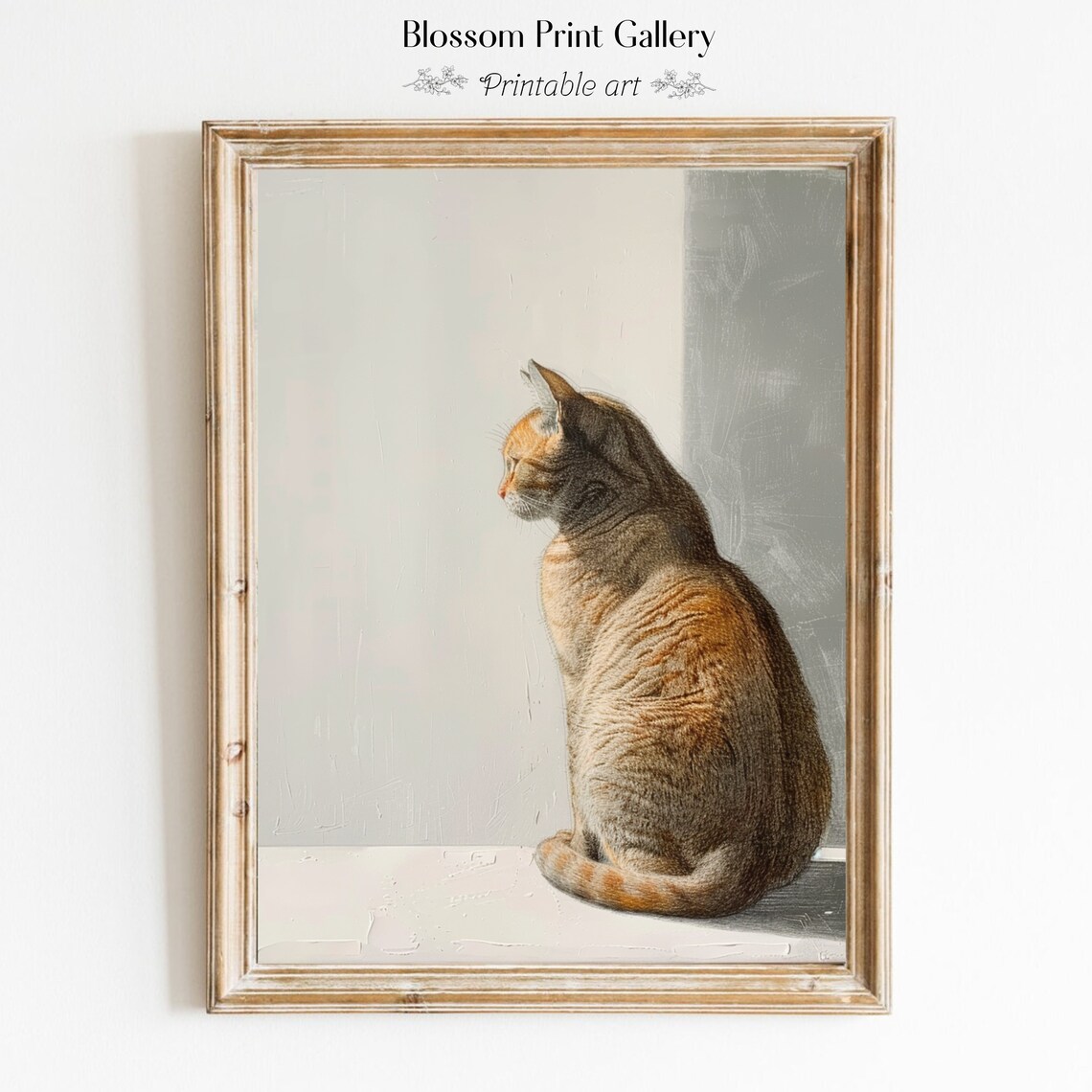 Orange Tabby Cat Sitting In Window Minimalist Pet Portrait Poster