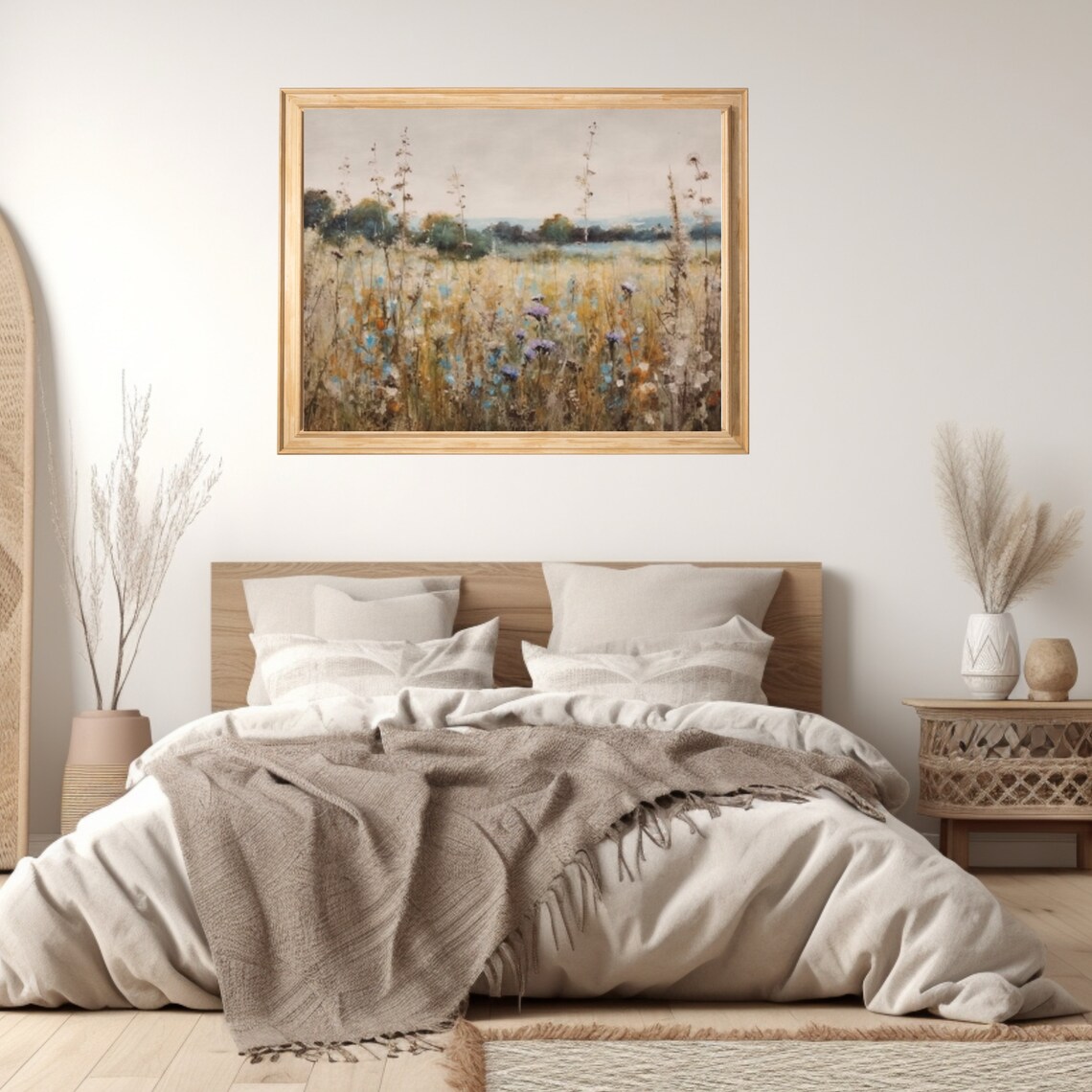 Muted Spring Wildflower Meadow Soft Impressionist Landscape Field Poster - Image 5