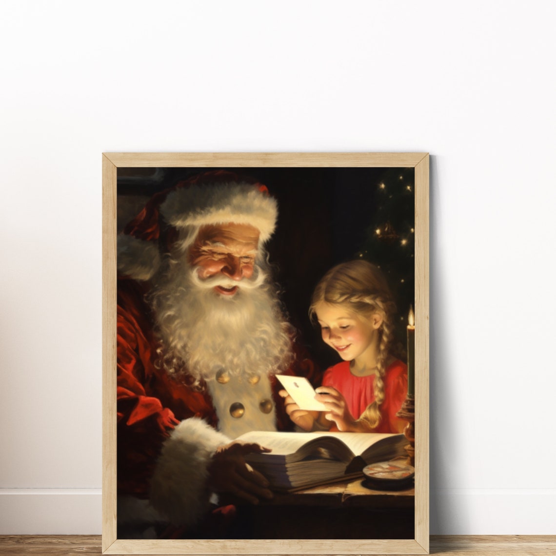 Santa Vintage Christmas Wall Art Santa Claus Oil Painting Rustic Winter Christmas Art Seasonal Holiday Poster - Image 6
