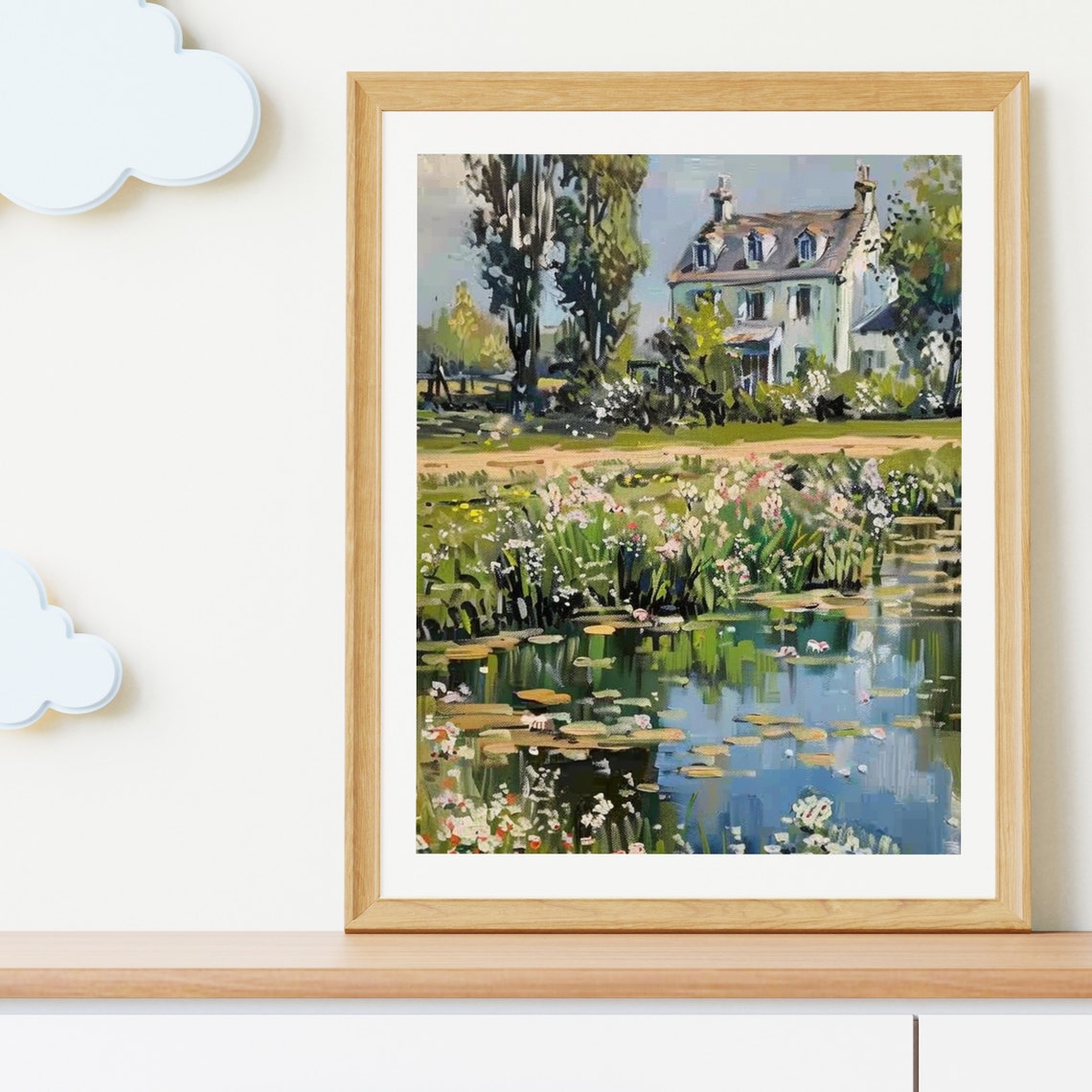 Cottage Oil Painting Vintage White Flower Garden Wall Art Living Room Decor Summer Country Print Cottagecore 601 - Image 5