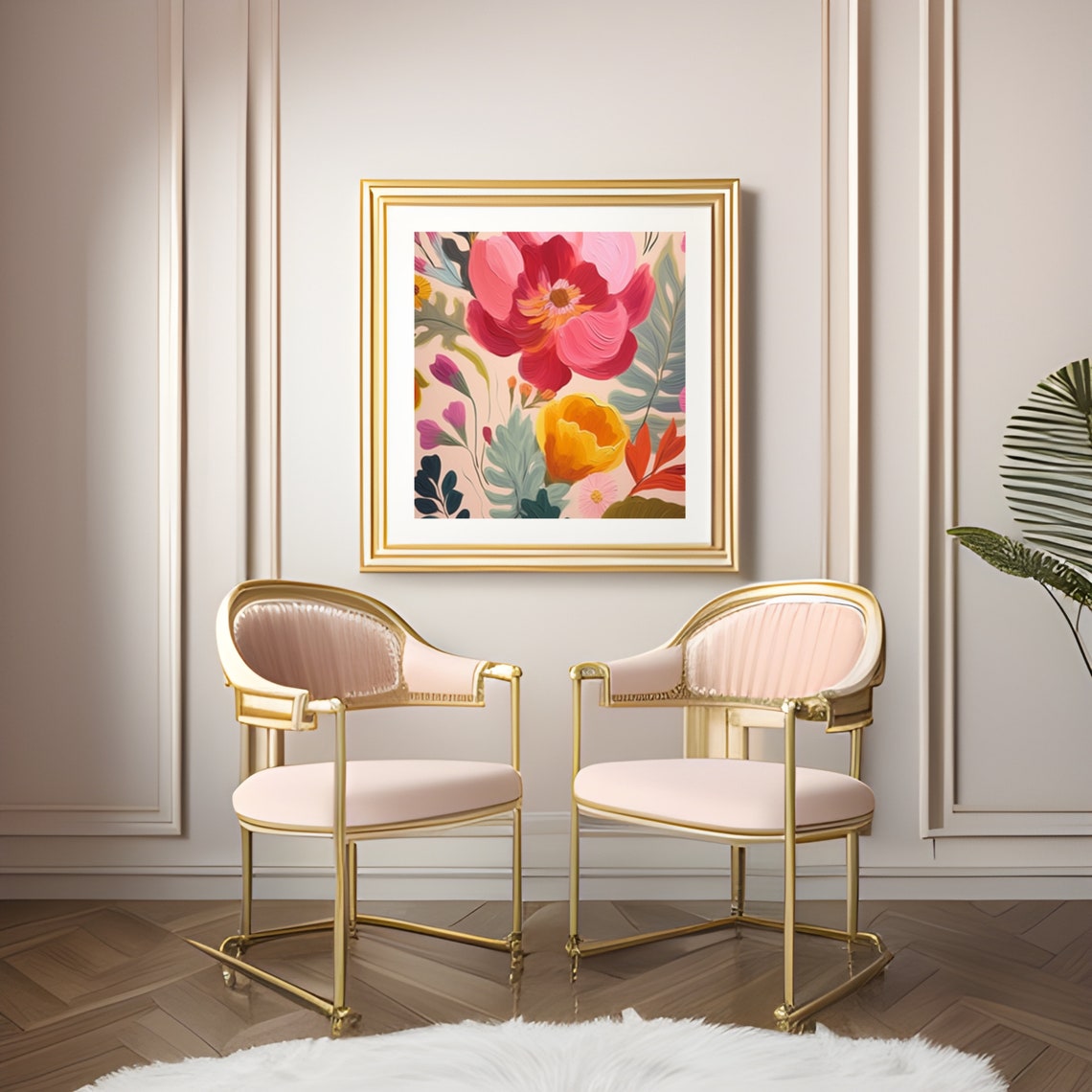 Bold Pink Floral Abstract Botanical Painting Modern Colorful Wall Art - Image 5