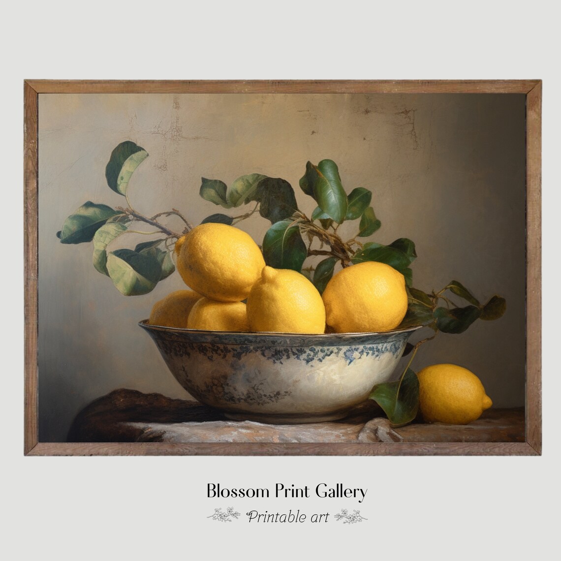 Lemons Antique Oil Painting Kitchen Wall Art - Image 4