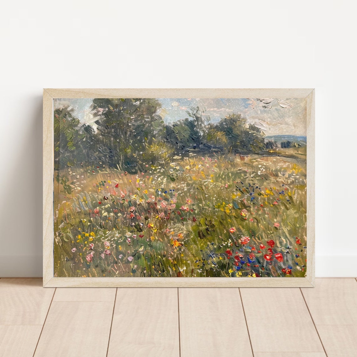 Blooming Wildflower Meadow Impressionist Oil Landscape Poster - Image 6