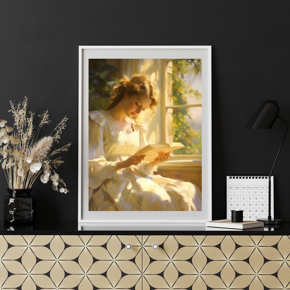 Woman Reading By Sunny Window In Cozy Vintage Room Art Poster - Image 4