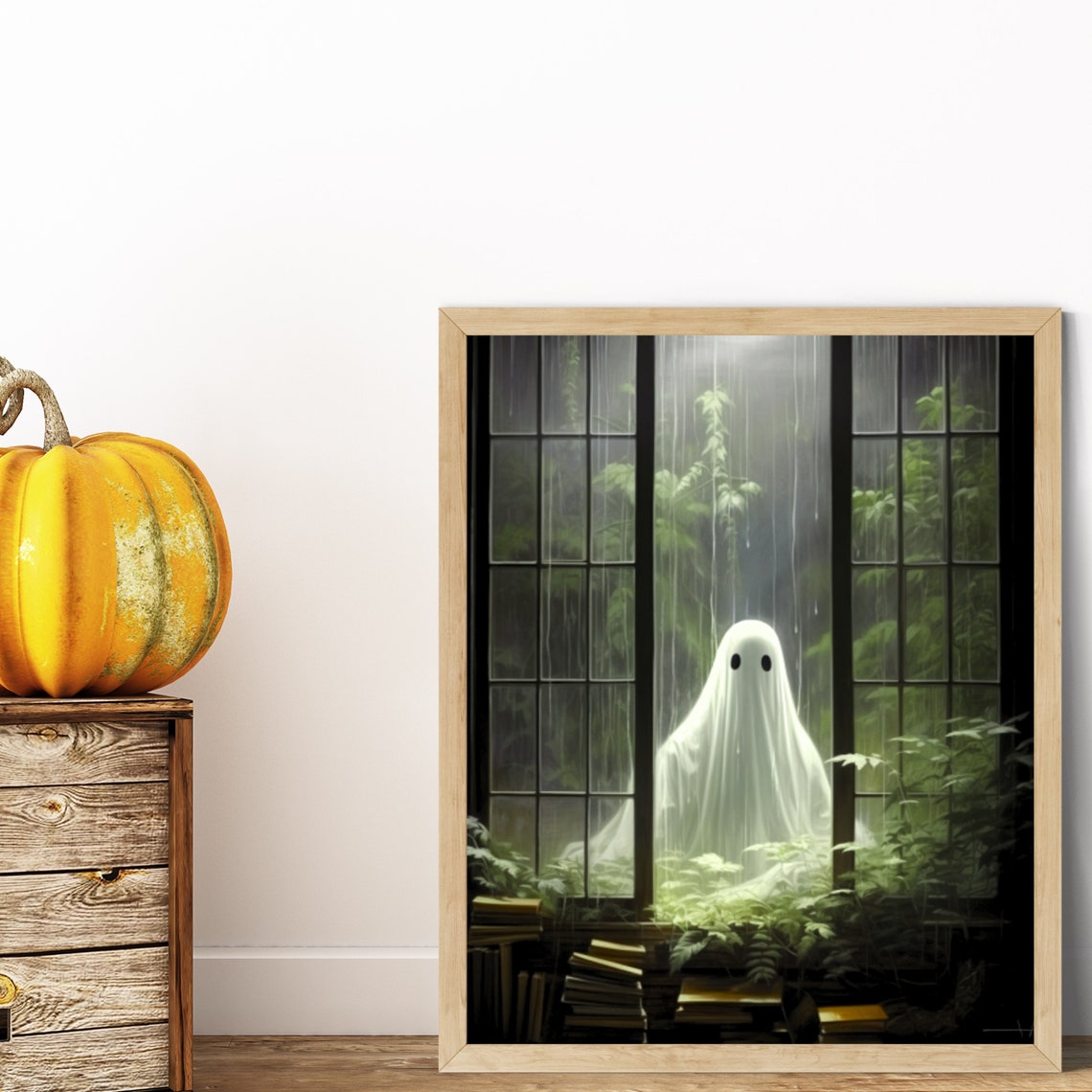 Ghost Outside Greenhouse Window Cute Spooky Halloween Poster - Image 6