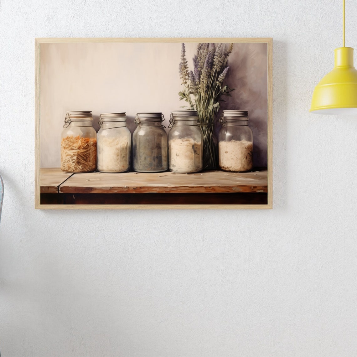 Mason Jar Pantry Shelf With Lavender Kitchen Painting Poster - Image 5