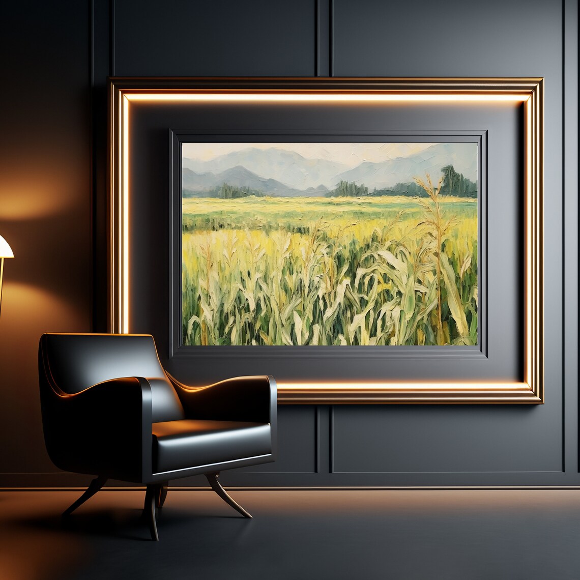 Golden Cornfield Landscape Oil Painting Farmhouse Harvest Poster - Image 5