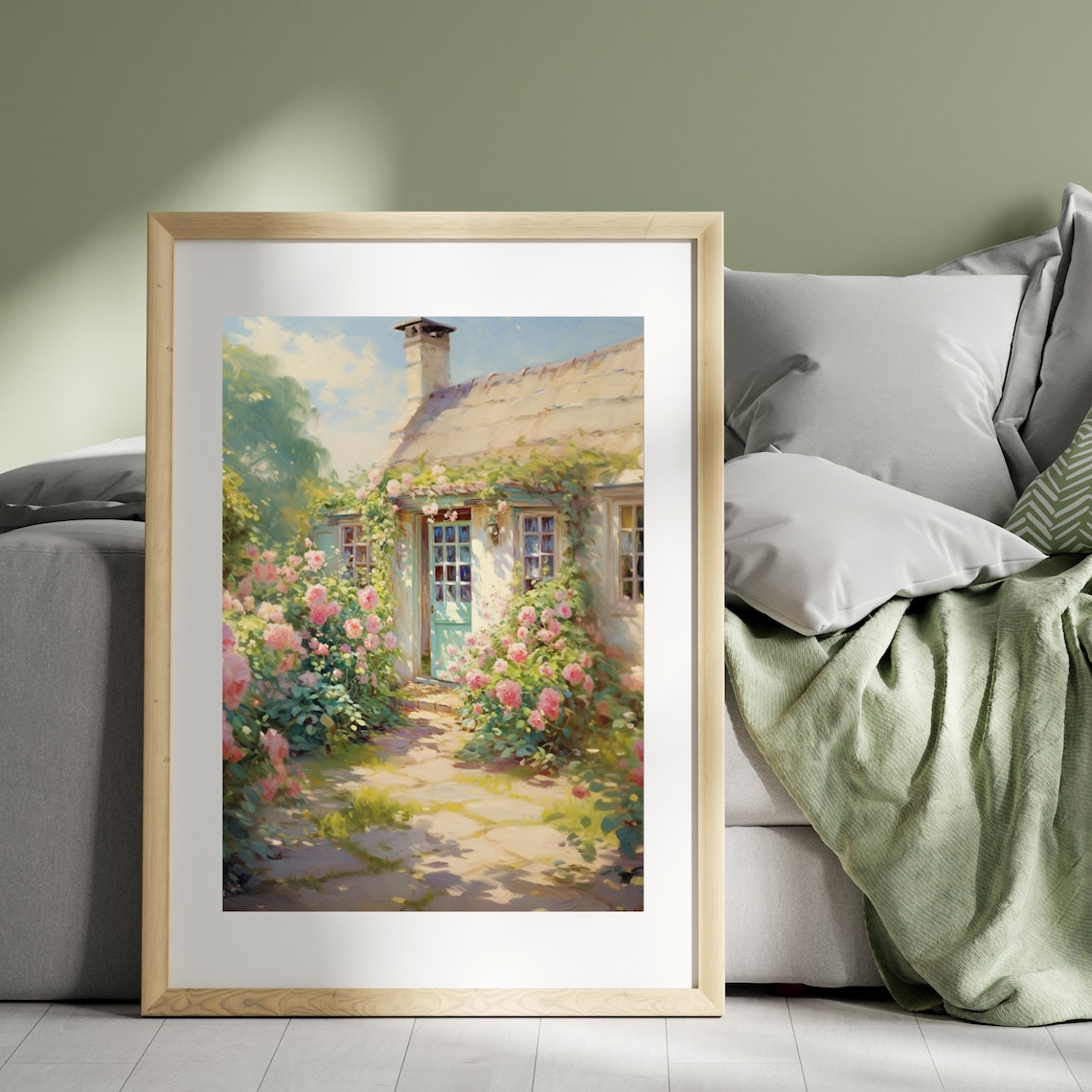 Rustic Cottage Garden Vintage Oil Painting Art Print - Image 5
