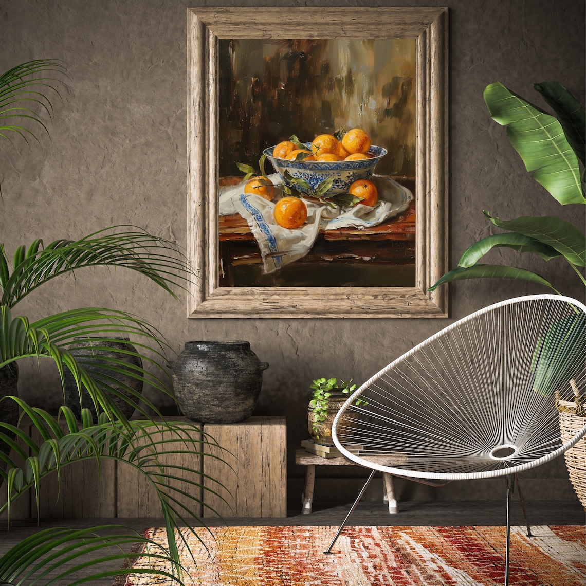 Moody Oranges Vintage Fruit Still Life Art Print - Image 2