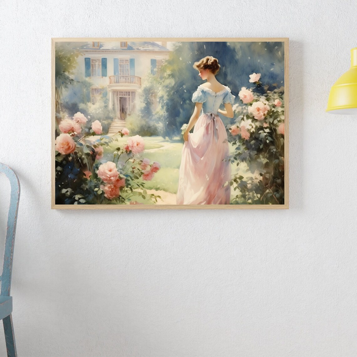 Elegant Lady In Rose Garden By Country Manor Vintage Painting Poster - Image 4
