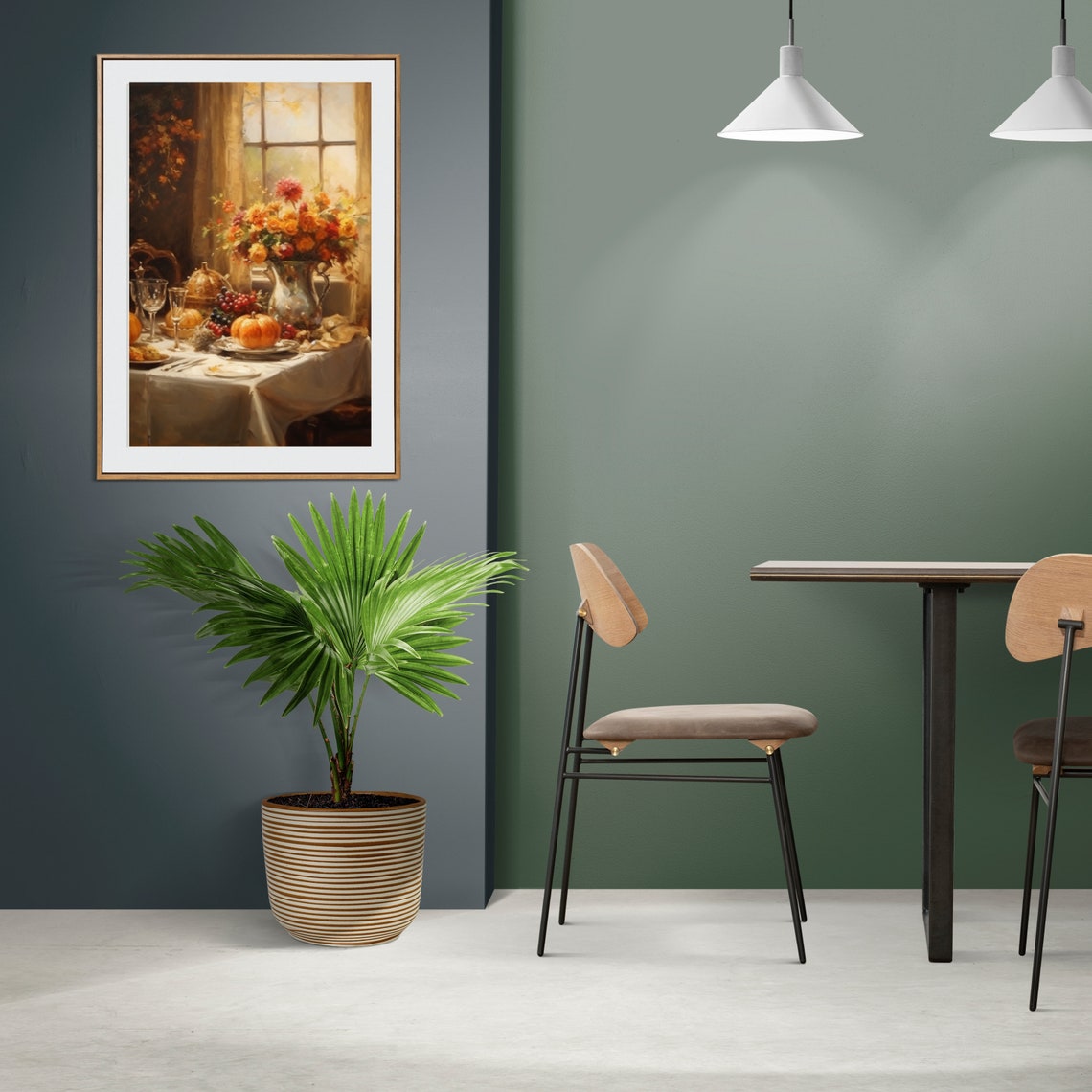 Autumn Harvest Dinner Table by Sunlit Window Still Life Poster - Image 4
