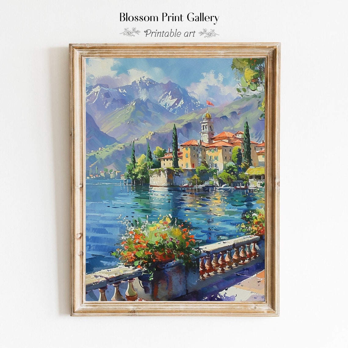 Italy Como Lake Watercolor Painting Vibrant Landscape Print Travel Art Aesthetic Nature Wall Art Italy Landscape 530 - Image 6