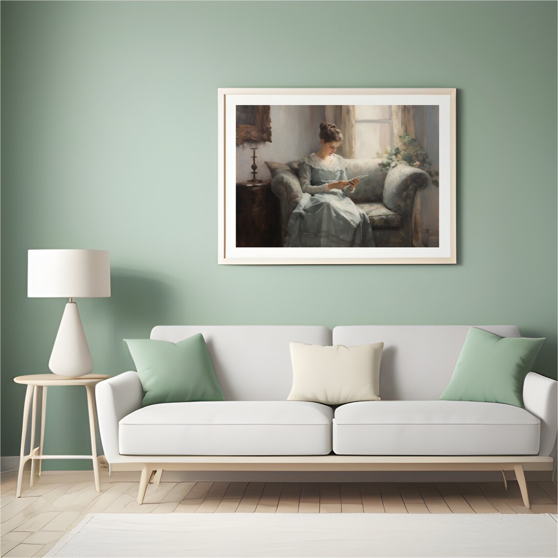 Woman Reading On Chaise By The Window Vintage Portrait Poster - Image 6