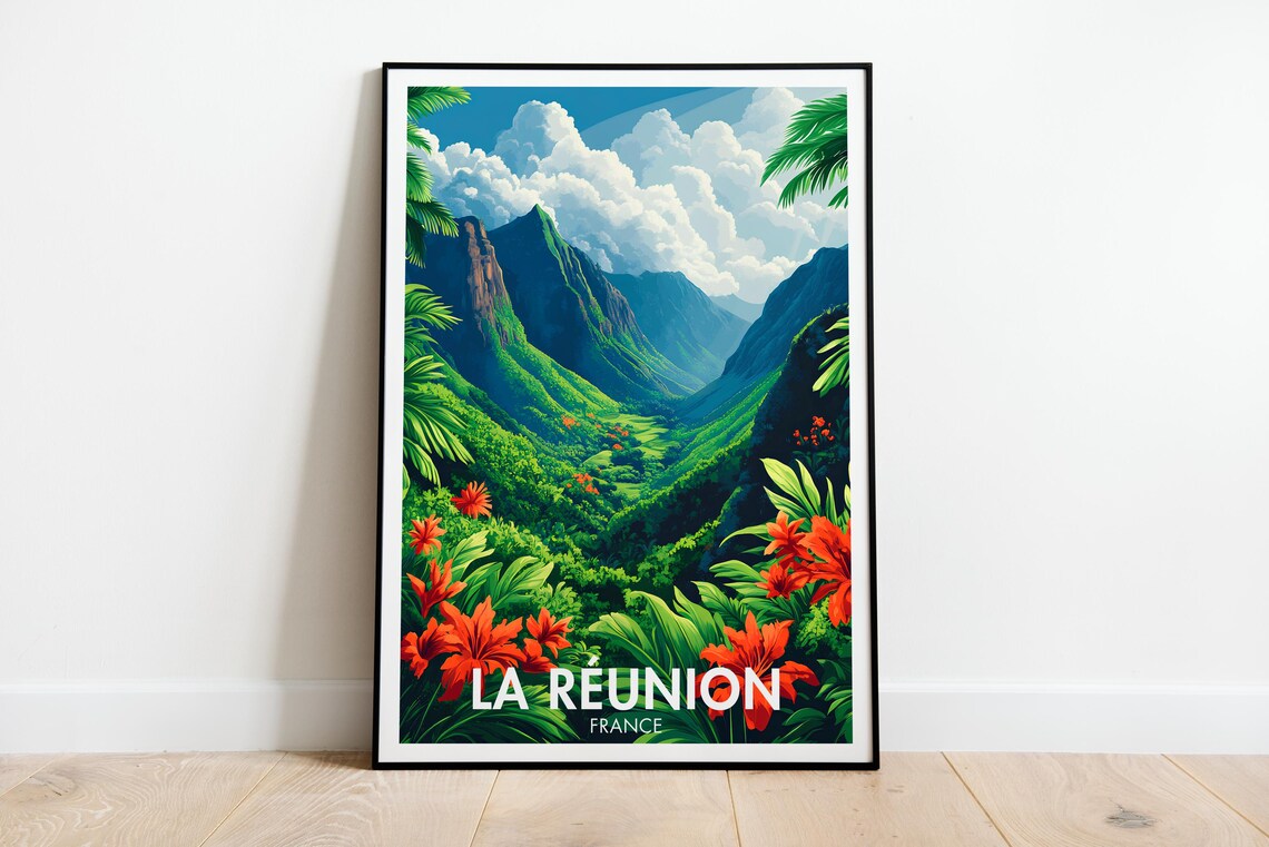 Reunion Island Travel Poster, Cirque De Mafate