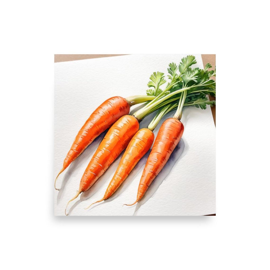Four Fresh Carrots With Green Tops Watercolor Kitchen Poster - Image 2