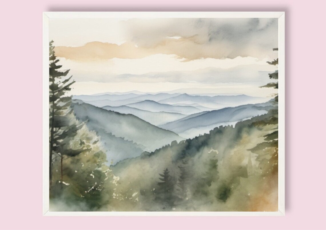 Smoky Mountains Watercolor Art Print, Appalachian Landscape - Image 6