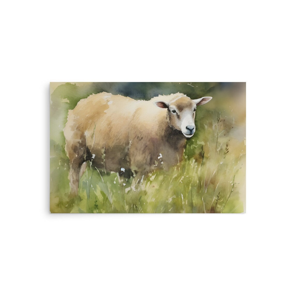 Sheep Watercolor Art Print, Farmhouse Meadow Scene - Image 5