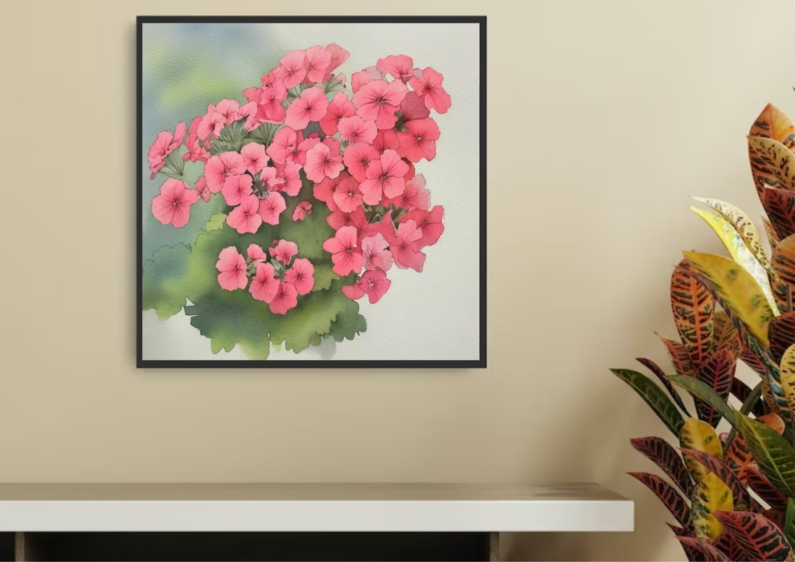Geranium Watercolor Painting Pink Flowerart Print Geranium Wall Art Botanical Print Flowers Watercolor Art Floral Art Print Flowers Print - Image 2