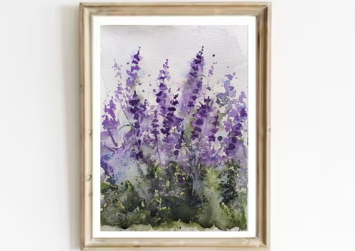 Lavender Watercolor Botanical Print, Purple Flowers - Image 4