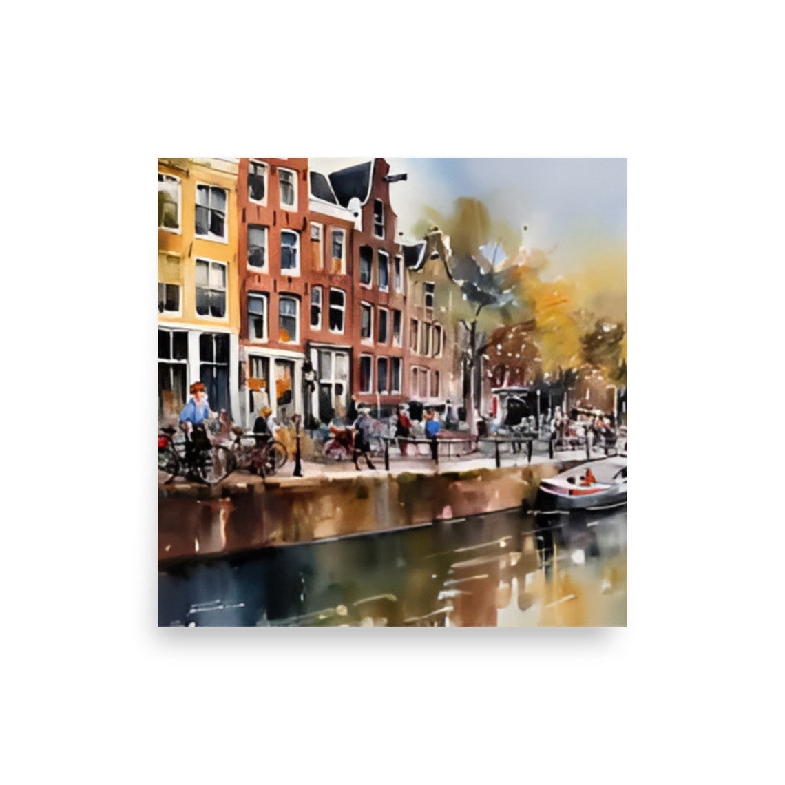 Amsterdam Painting Dutch Cityscape Watercolor Art Print Amsterdam Cityscape Wall Art Holland Travel Poster House In Amsterdam Art Print - Image 2